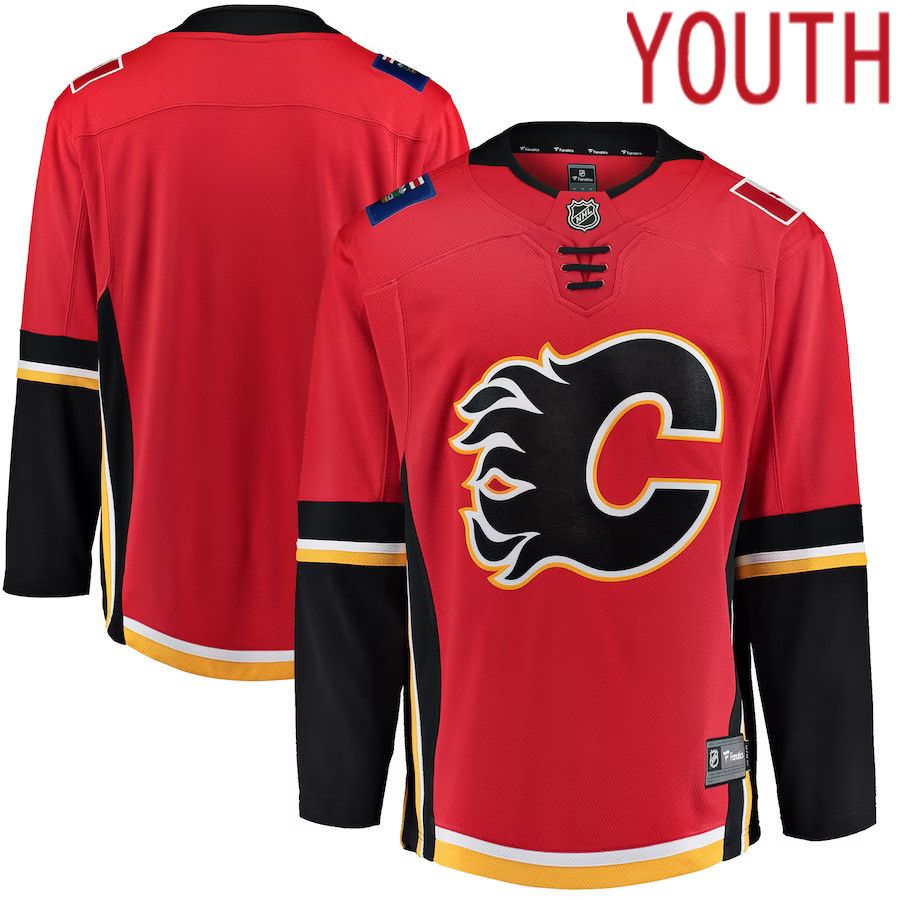 Youth Calgary Flames Fanatics Branded Red Black Premier Breakaway Alternate NHL Jersey->chicago blackhawks->NHL Jersey